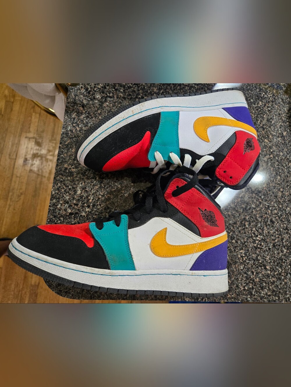 Nike Men’s Multicolor High-Top Sneakers — Red/Teal/Yellow/Purple/Black